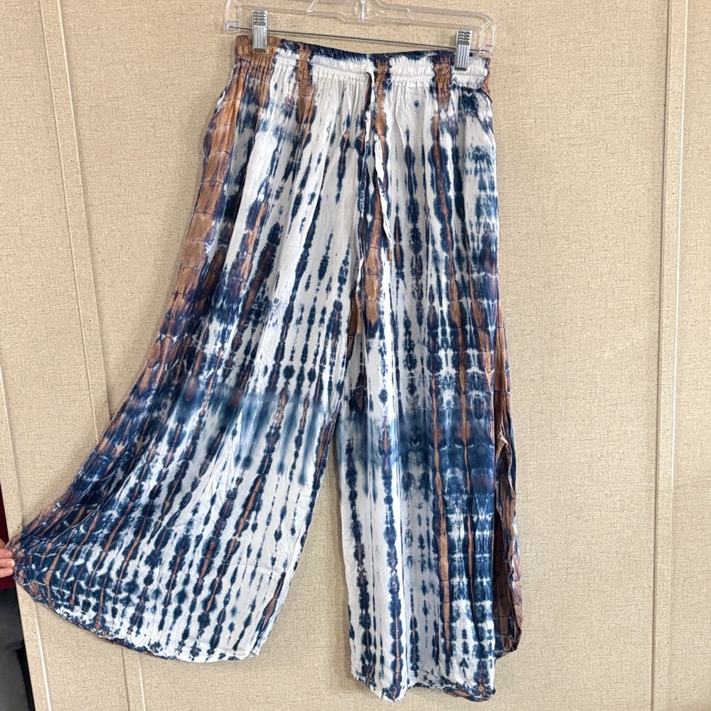 Chantique Hawaii Tie Dye Wide Leg Pants Boho Beach Resort One Size Hippie Yoga